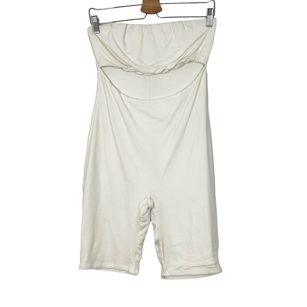 Blanc Strapless Cutout Biker Shorts Romper